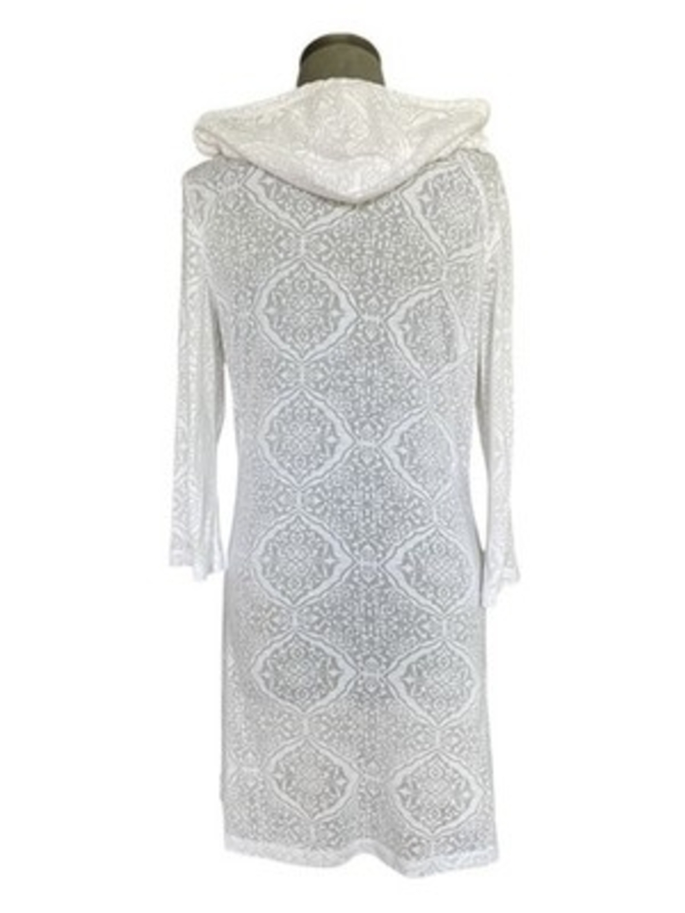 Bally Total Fitness White Hooded Burnout Tunic Cover Up Dress Women's M VG - Picture 7 of 10